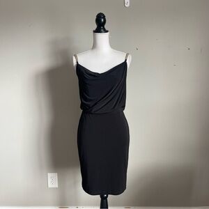 CALVIN KLEIN | Black Formal Chain Strap Midi Dress Sz 2